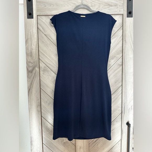 Michael Kors Navy Blue Draped Midi Dress - Picture 6 of 6